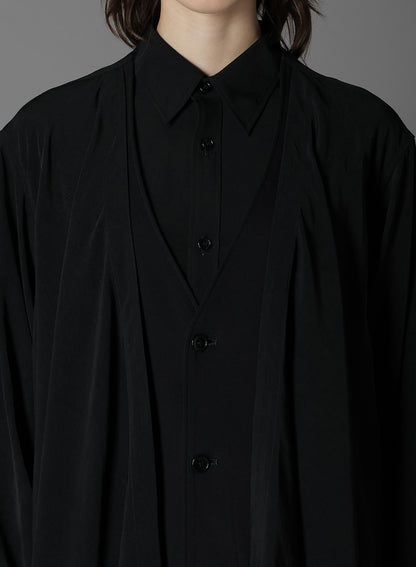 SILICON JERSEY+ CREPE DE CHINE FRONT DOUBLE FLOUNCE T-SHIRT