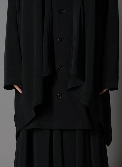 SILICON JERSEY+ CREPE DE CHINE FRONT DOUBLE FLOUNCE T-SHIRT