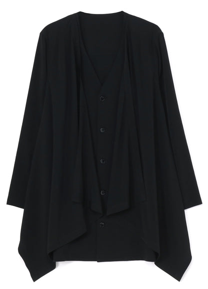 SILICON JERSEY+ CREPE DE CHINE FRONT DOUBLE FLOUNCE T-SHIRT