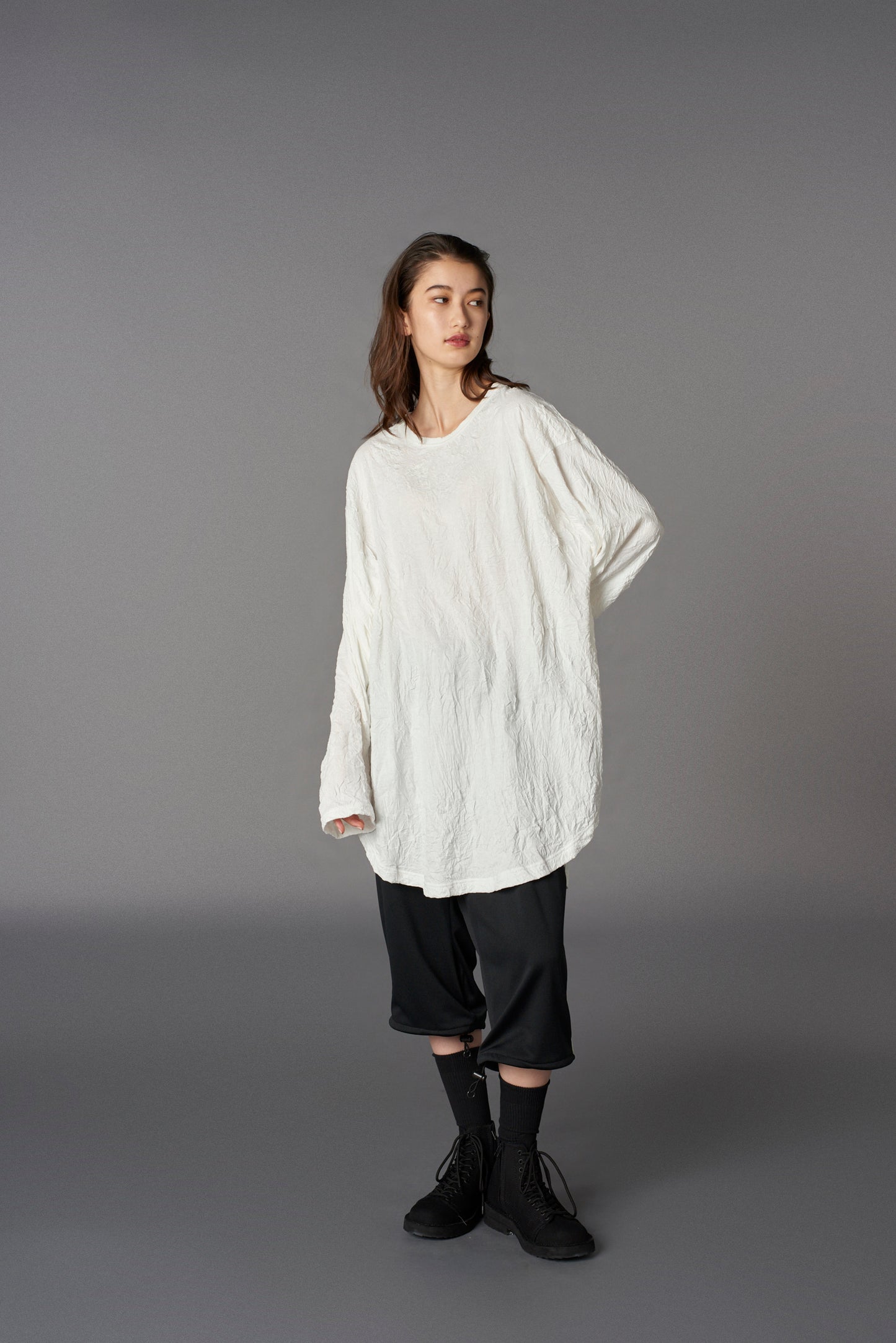 CATCH WASHER HEM ROUND JUMBO T-SHIRT LONG SLEEVES