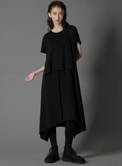 SILICON JERSEY+ CREPE DE CHINE DOCKING T-DRESS