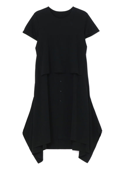 SILICON JERSEY+ CREPE DE CHINE DOCKING T-DRESS