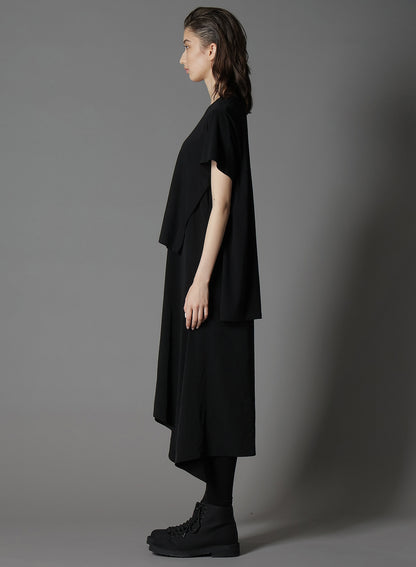 SILICON JERSEY+ CREPE DE CHINE DOCKING T-DRESS