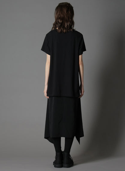 SILICON JERSEY+ CREPE DE CHINE DOCKING T-DRESS