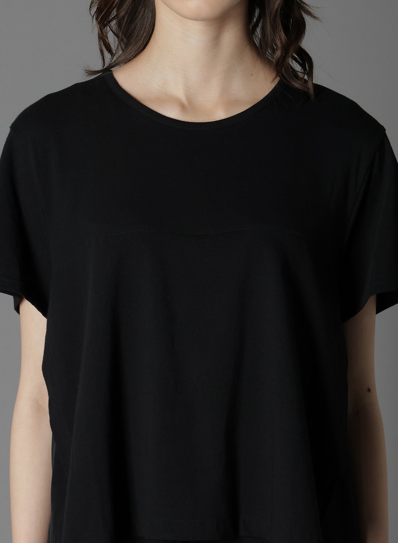 SILICON JERSEY+ CREPE DE CHINE DOCKING T-DRESS