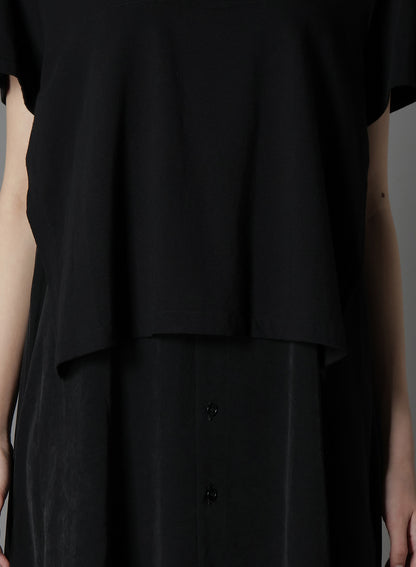 SILICON JERSEY+ CREPE DE CHINE DOCKING T-DRESS