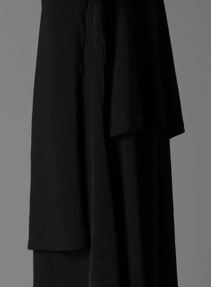 SILICON JERSEY+ CREPE DE CHINE DOCKING T-DRESS