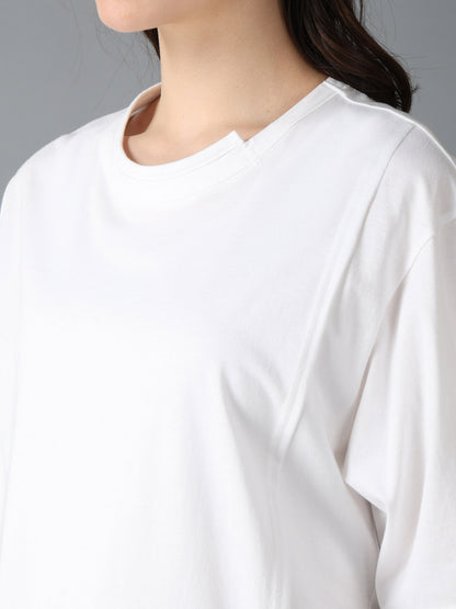 COTTON JERSEY MIX TIERED SHORT SLEEVED T