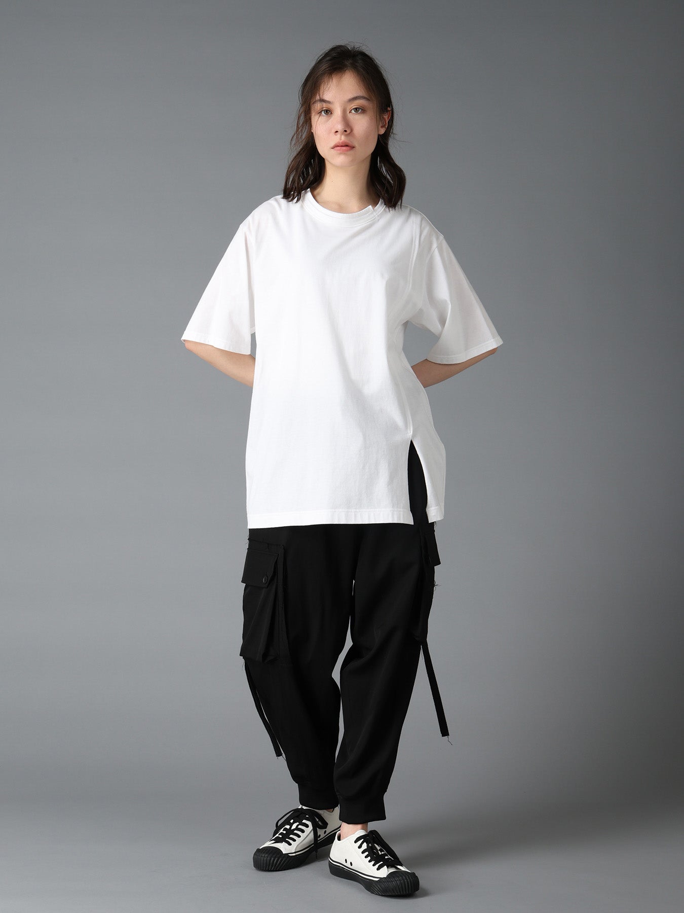 COTTON JERSEY MIX TIERED SHORT SLEEVED T