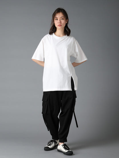 COTTON JERSEY MIX TIERED SHORT SLEEVED T