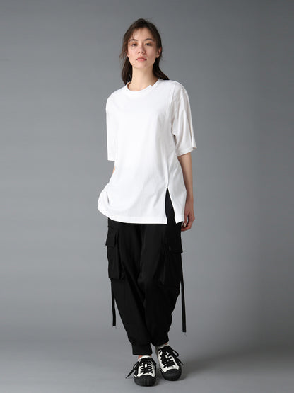 COTTON JERSEY MIX TIERED SHORT SLEEVED T