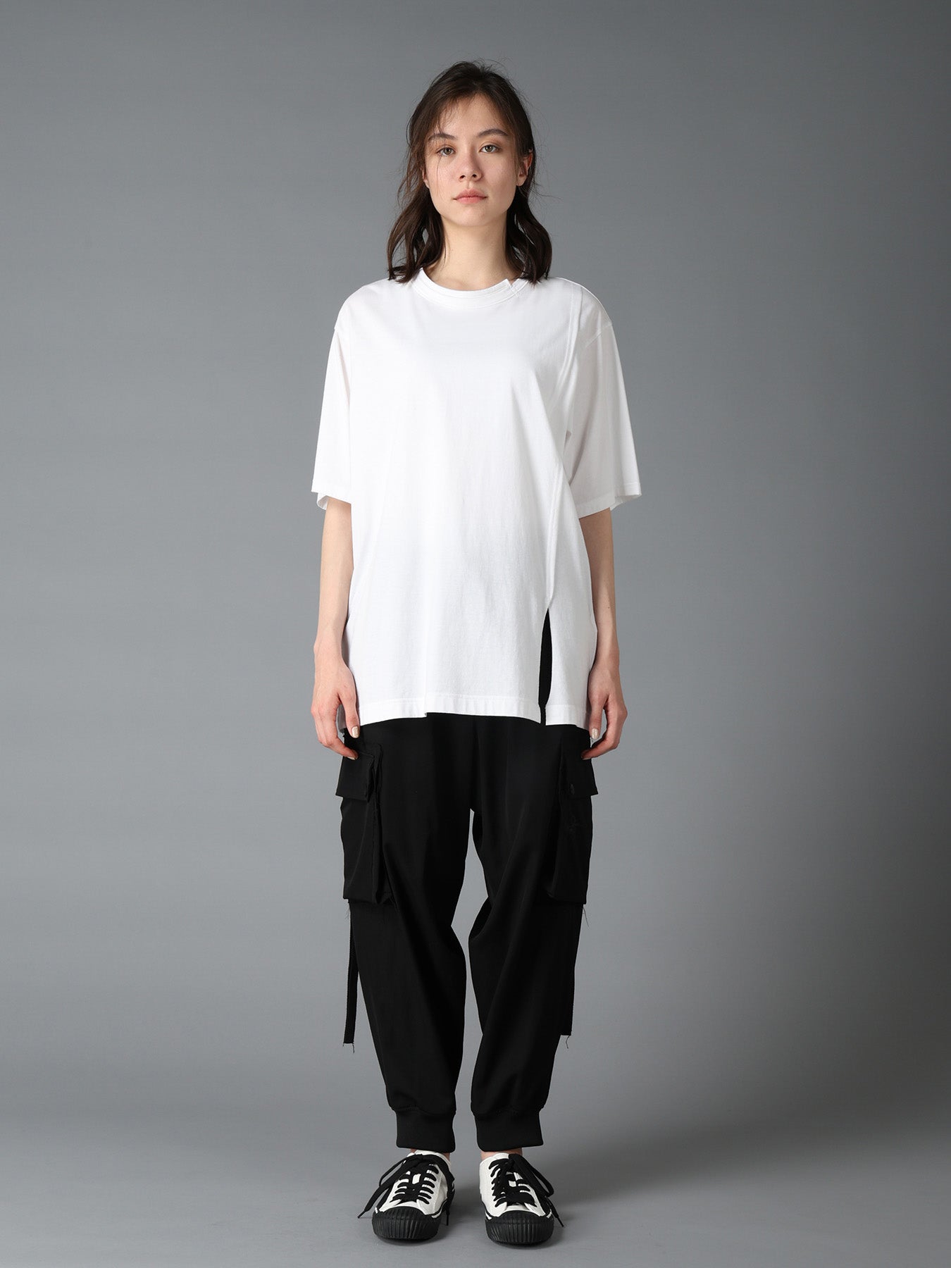COTTON JERSEY MIX TIERED SHORT SLEEVED T
