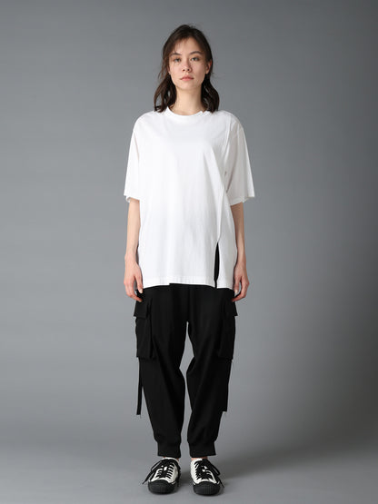 COTTON JERSEY MIX TIERED SHORT SLEEVED T