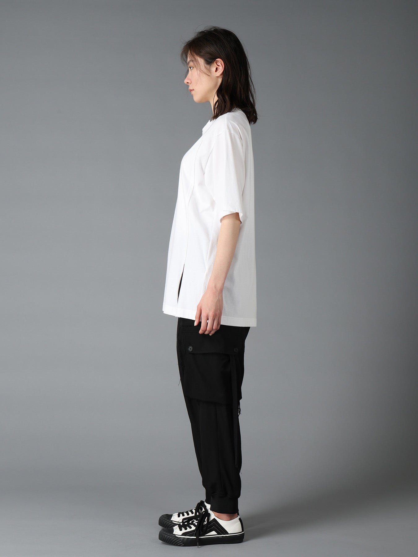 COTTON JERSEY MIX TIERED SHORT SLEEVED T
