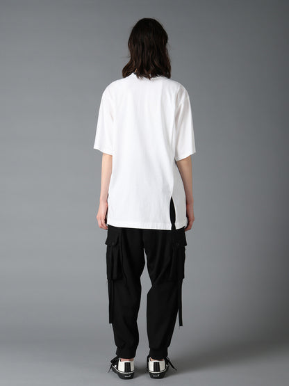COTTON JERSEY MIX TIERED SHORT SLEEVED T