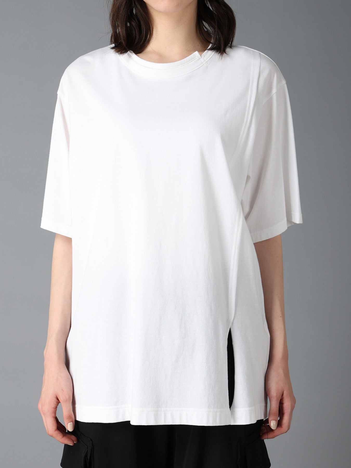 COTTON JERSEY MIX TIERED SHORT SLEEVED T
