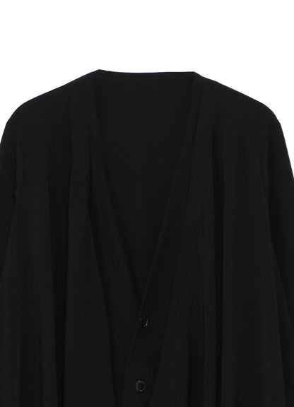 TRIACETATE/POLYESTER CREPE de CHINE LAYERED CARDIGAN