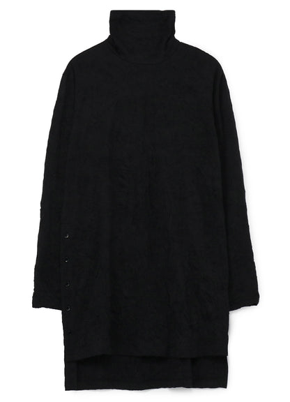 C/PE WASHER JERSEY BUTTON OPENED BIG TURTLENECK CUT SEW