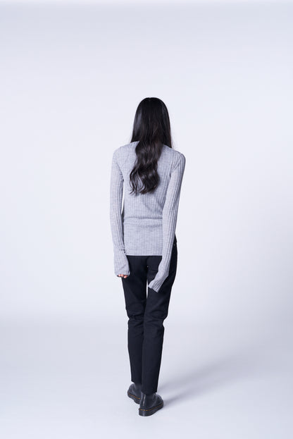 WOOL CREW NECK RIB KNIT