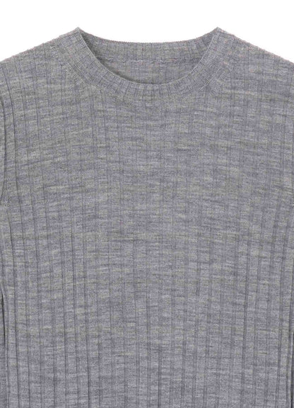 WOOL CREW NECK RIB KNIT