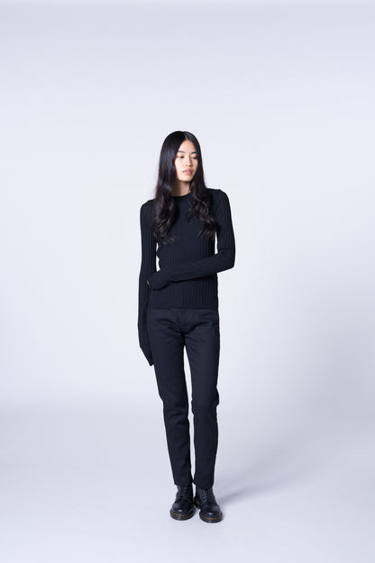 WOOL CREW NECK RIB KNIT