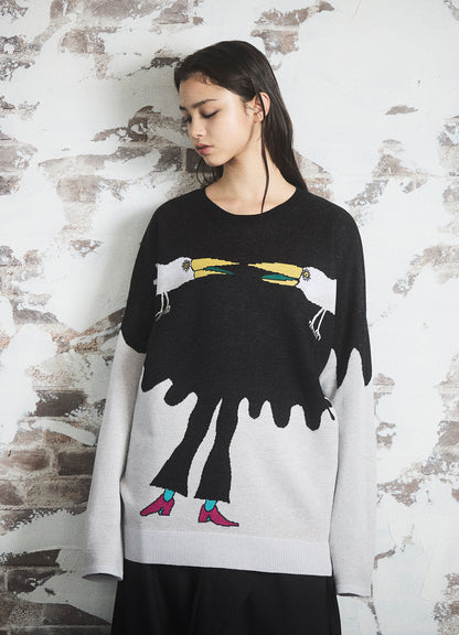 Ground Y x KEIICHI TANAAMI "The witch and the White Raven" PULLOVER KNIT