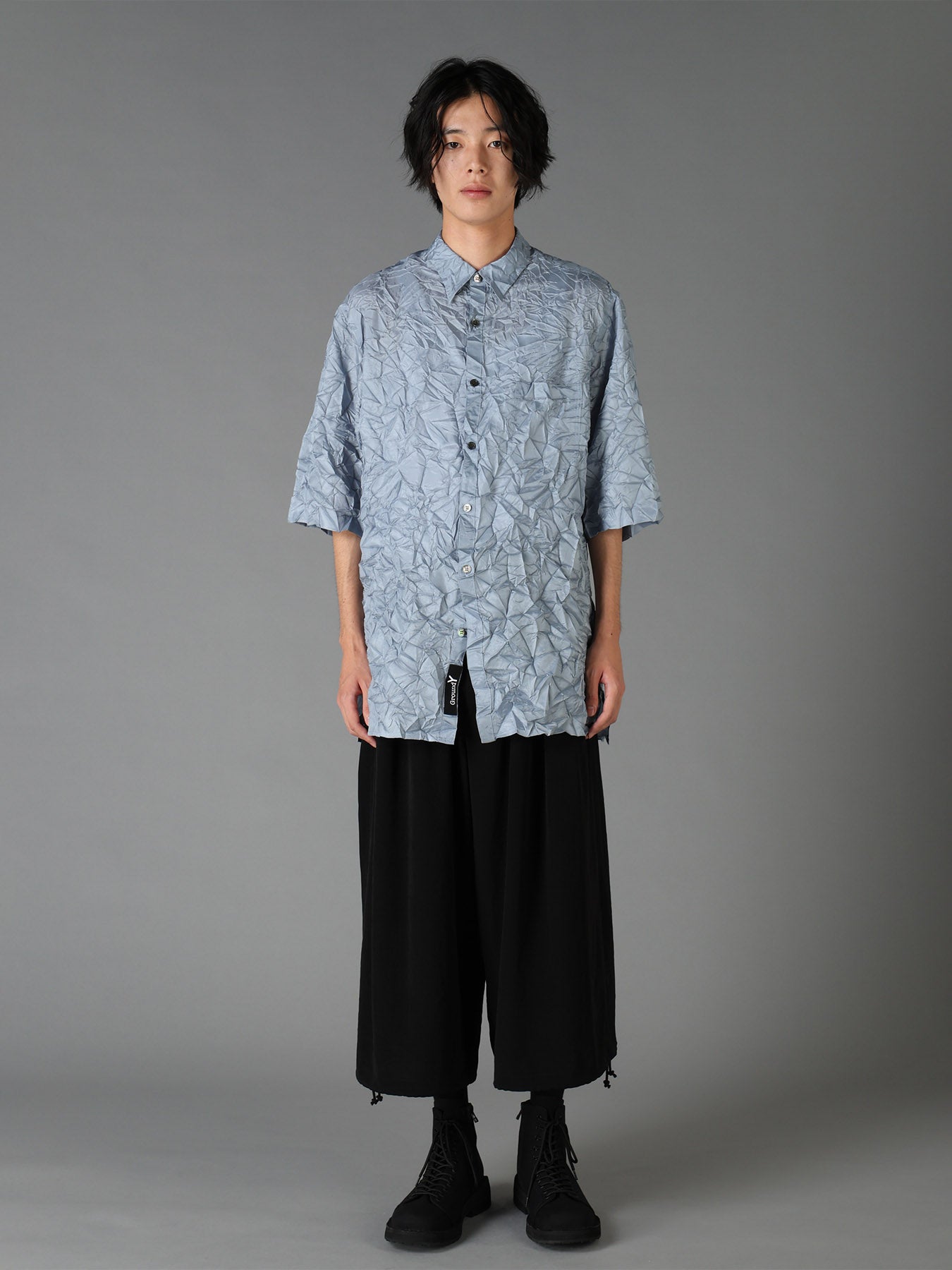 POLYESTER TAFFETA SIDE GATHER SHIRT
