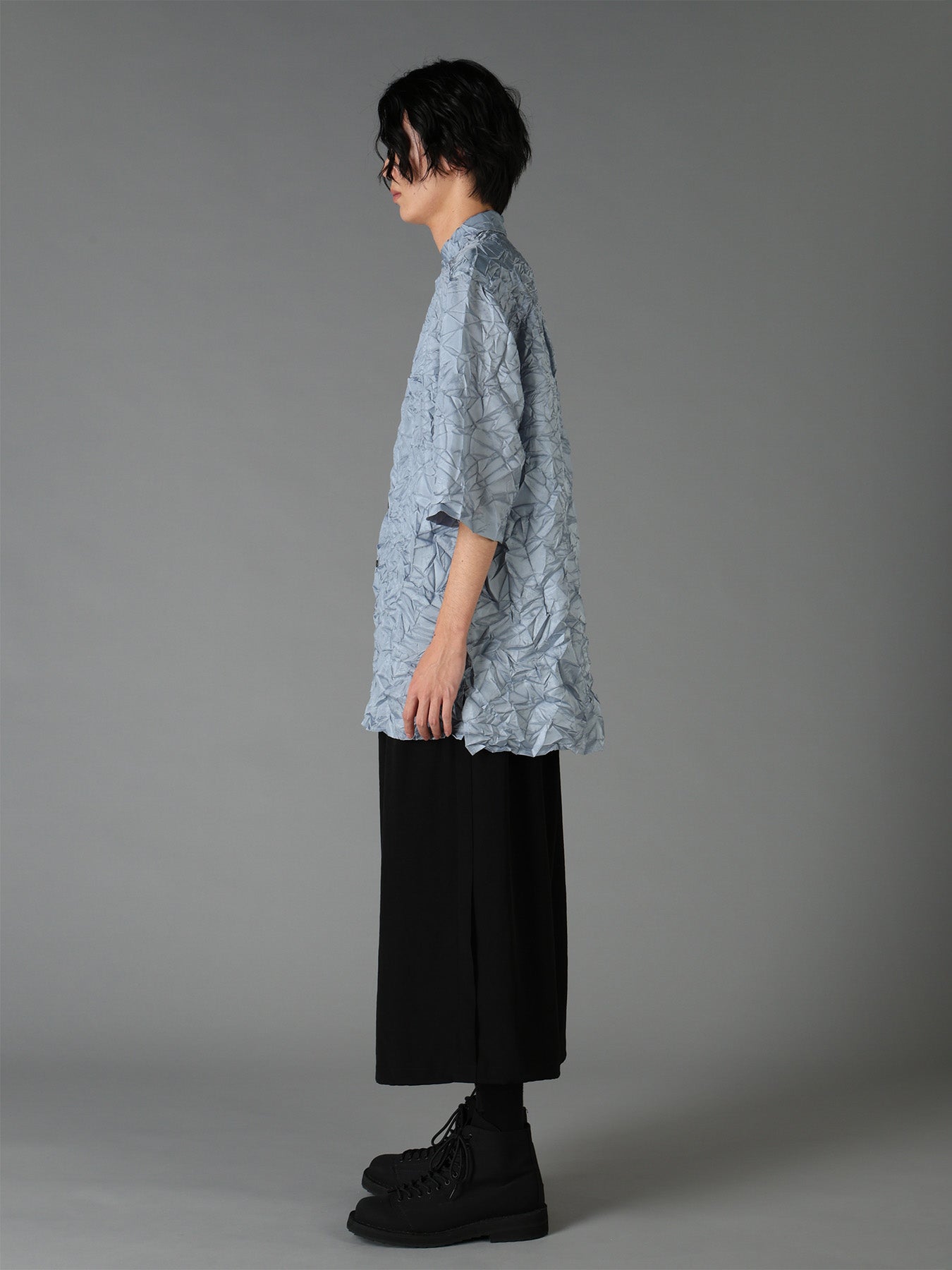 POLYESTER TAFFETA SIDE GATHER SHIRT