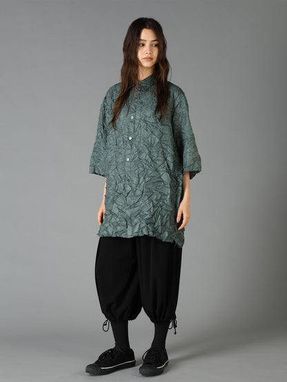 POLYESTER TAFFETA SIDE GATHER SHIRT