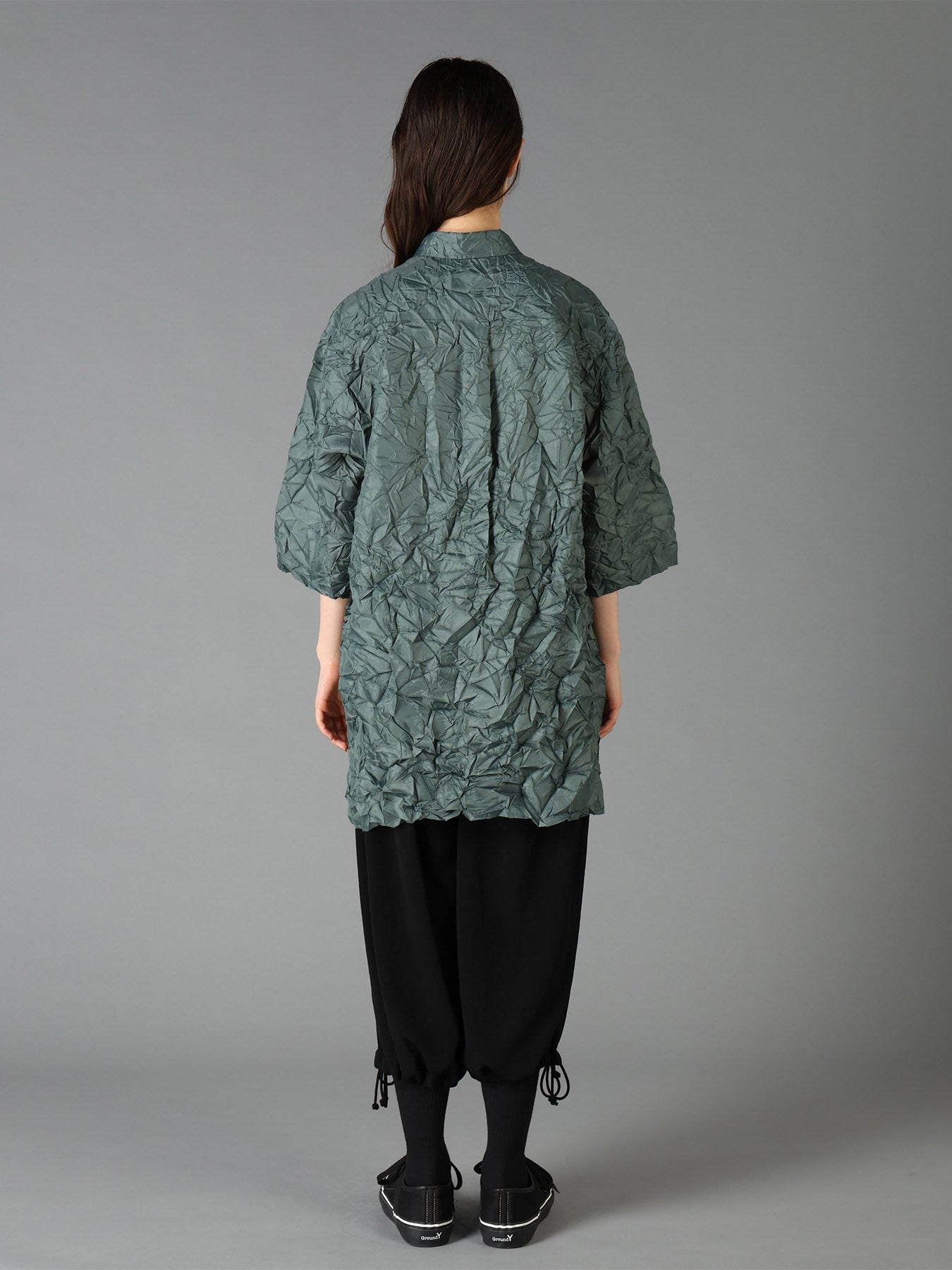 POLYESTER TAFFETA SIDE GATHER SHIRT