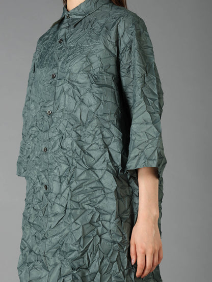 POLYESTER TAFFETA SIDE GATHER SHIRT