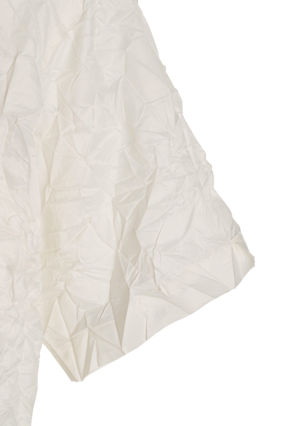 POLYESTER TAFFETA SIDE-GATHER OPEN-COLLAR SHIRT