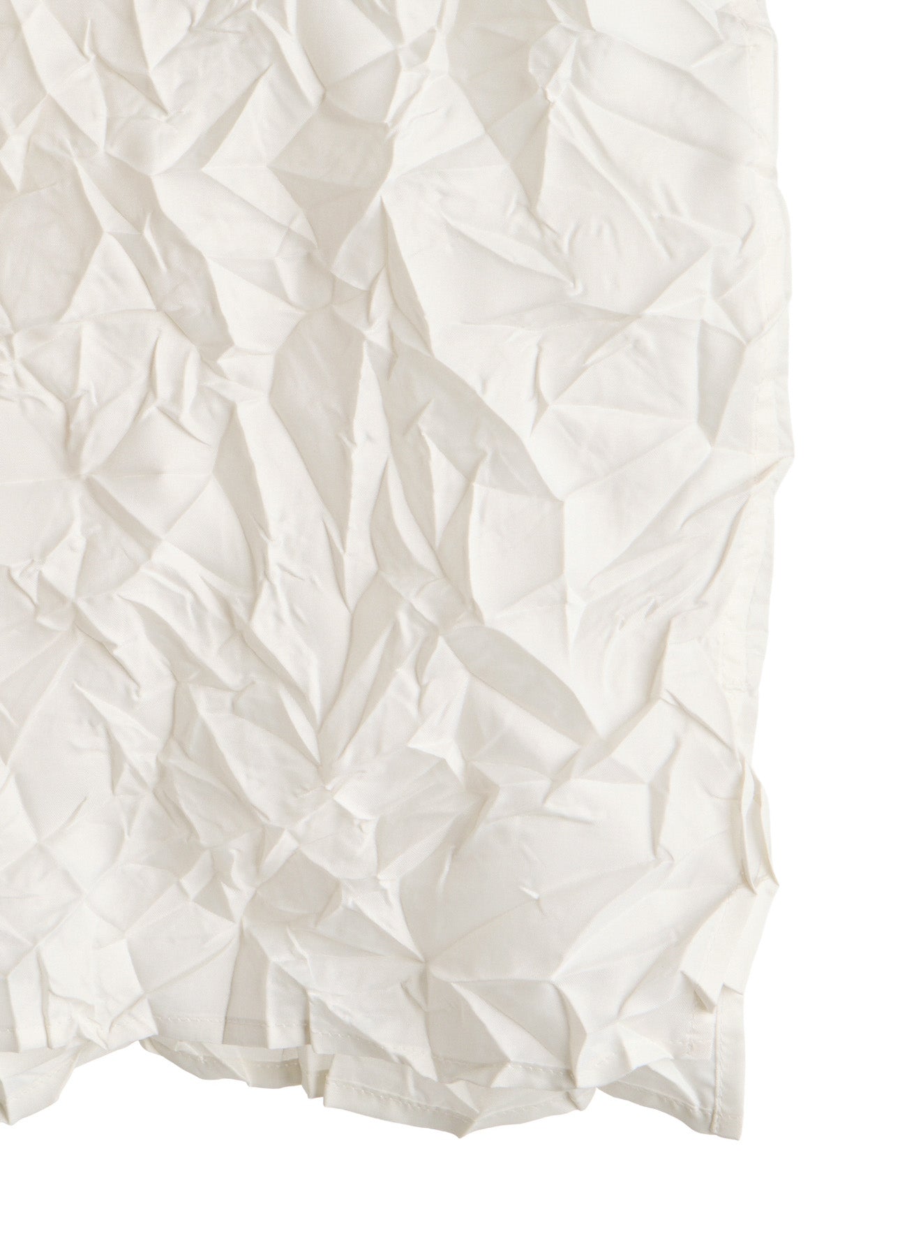POLYESTER TAFFETA SIDE-GATHER OPEN-COLLAR SHIRT