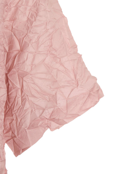 POLYESTER TAFFETA SIDE-GATHER OPEN-COLLAR SHIRT