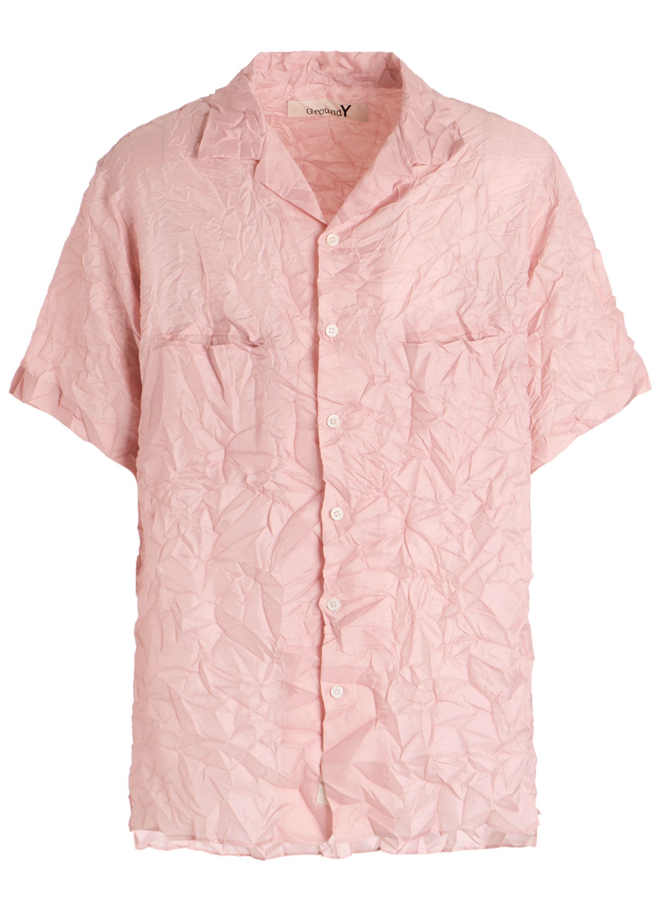 POLYESTER TAFFETA SIDE-GATHER OPEN-COLLAR SHIRT – THE SHOP YOHJI