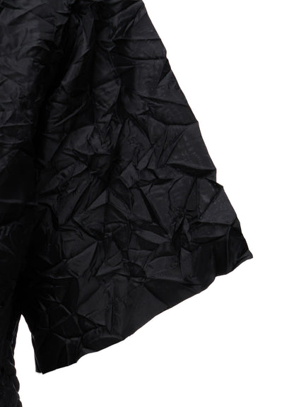 POLYESTER TAFFETA SIDE-GATHER OPEN-COLLAR SHIRT