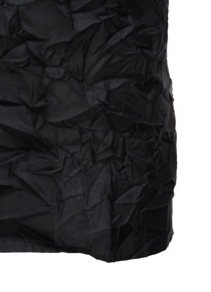 POLYESTER TAFFETA SIDE-GATHER OPEN-COLLAR SHIRT