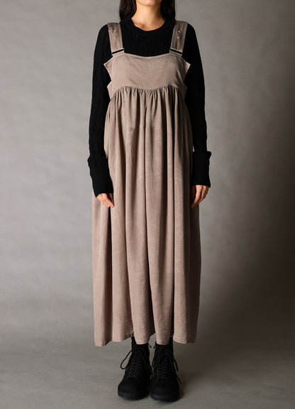 CUPRO FIBRIL TWILL SUSPENDER DRESS