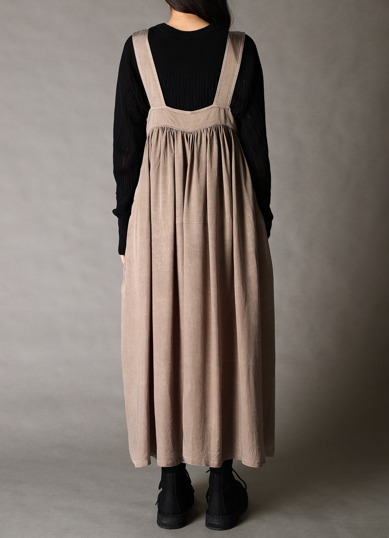 CUPRO FIBRIL TWILL SUSPENDER DRESS