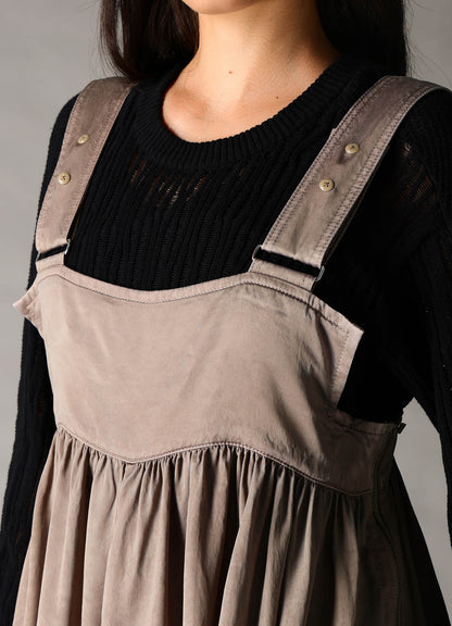 CUPRO FIBRIL TWILL SUSPENDER DRESS
