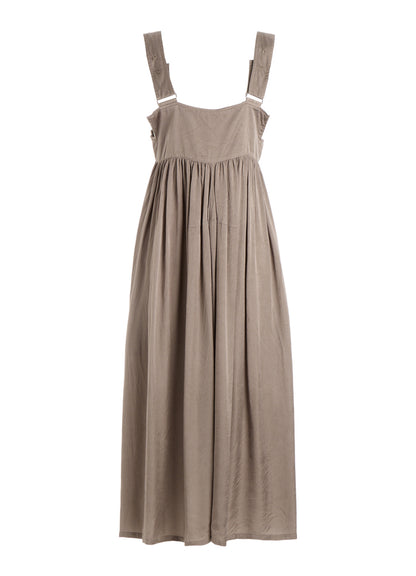 CUPRO FIBRIL TWILL SUSPENDER DRESS