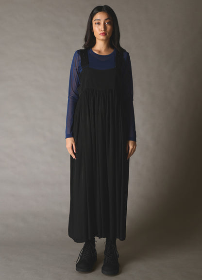 CUPRO FIBRIL TWILL SUSPENDER DRESS