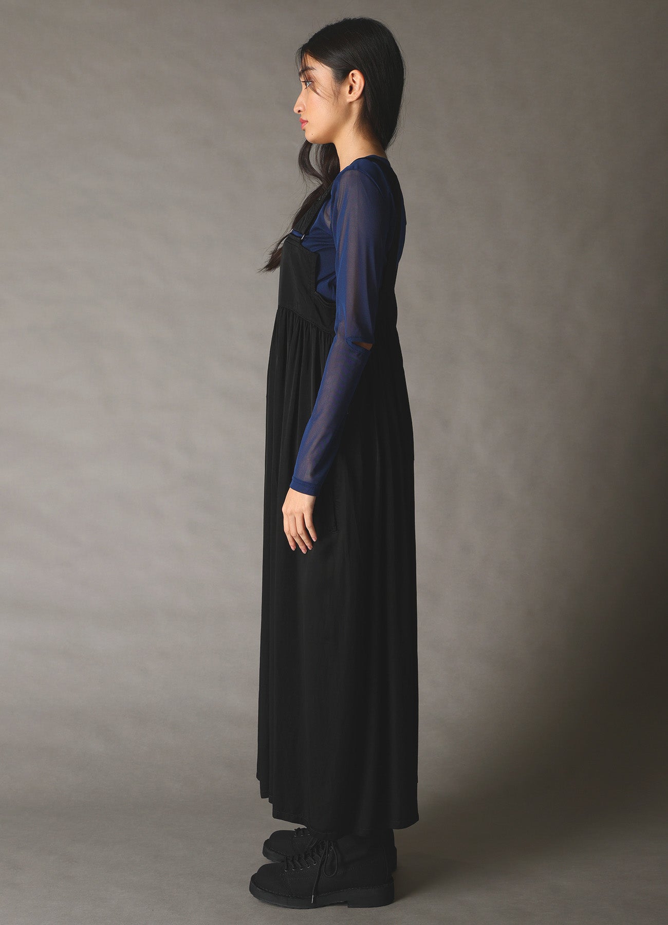 CUPRO FIBRIL TWILL SUSPENDER DRESS