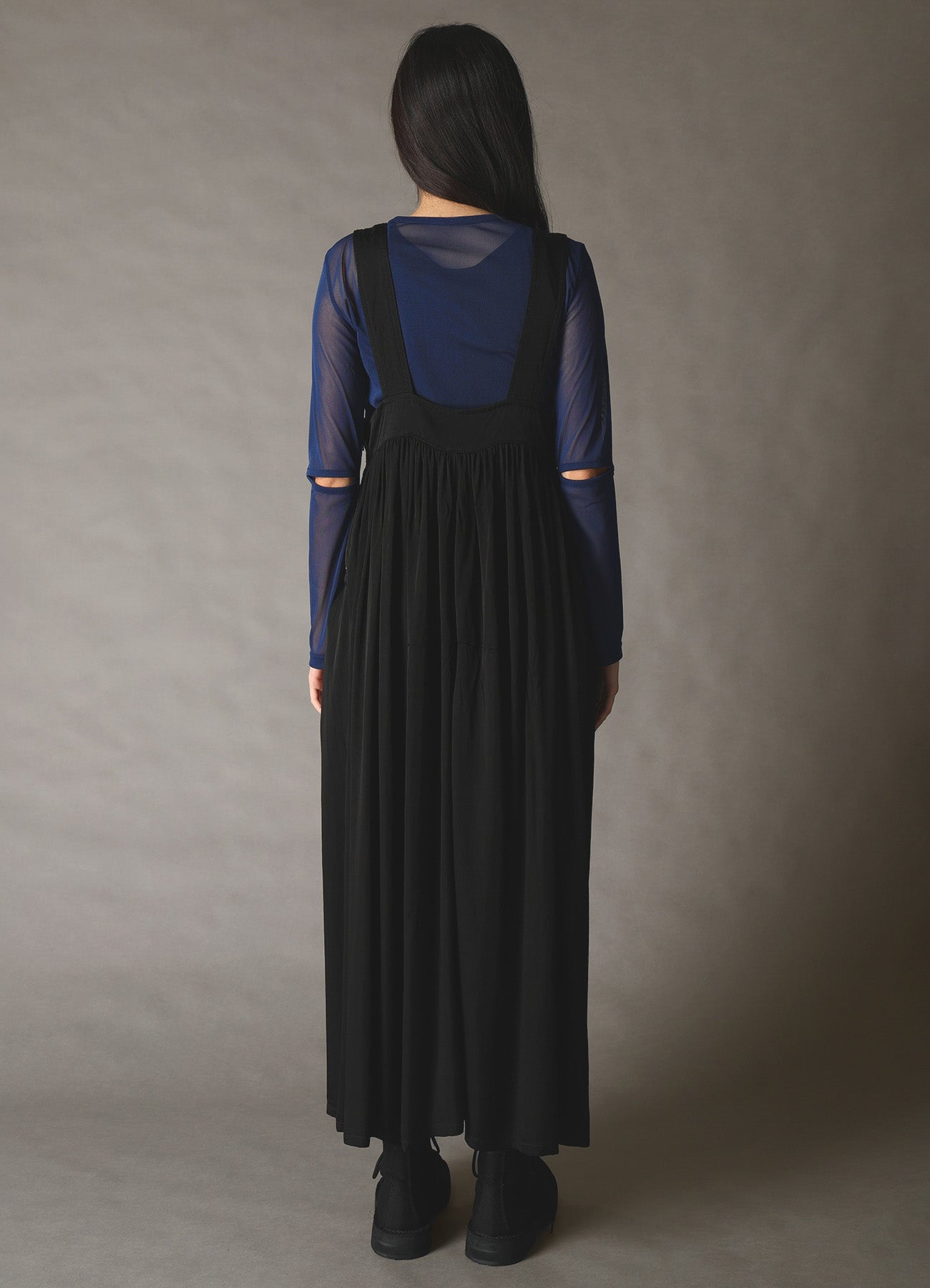 CUPRO FIBRIL TWILL SUSPENDER DRESS