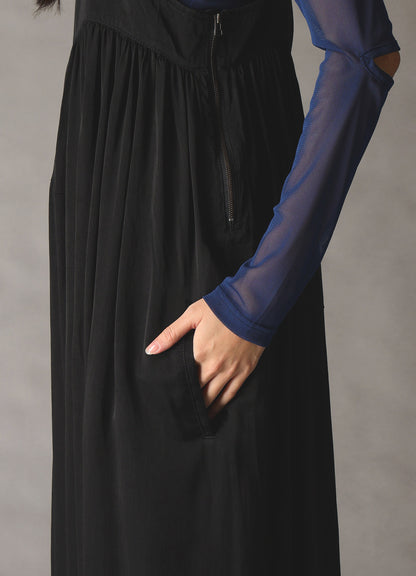 CUPRO FIBRIL TWILL SUSPENDER DRESS