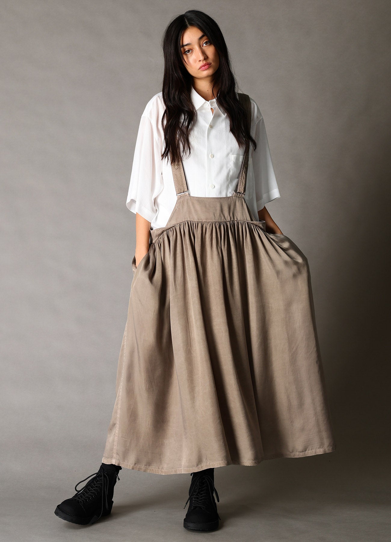 スカート GronudY FIBRIL TWILL SUSPENDER SKIRT CUPRO FIBRIL TWILL SUSPENDER SKIRT – THE SHOP YOHJI YAMAMOTO