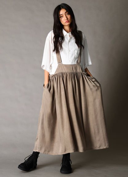 CUPRO FIBRIL TWILL SUSPENDER SKIRT