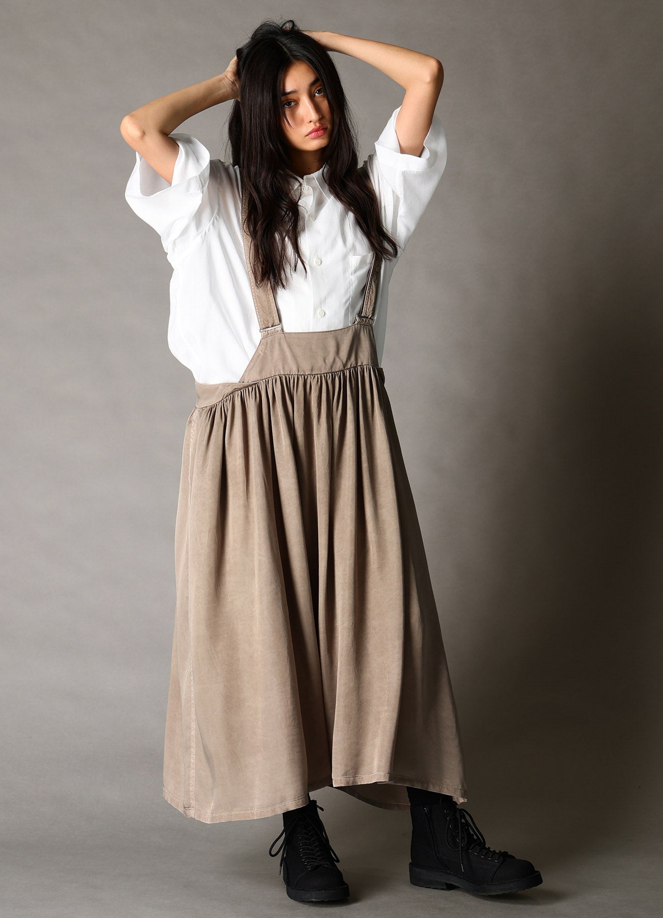 CUPRO FIBRIL TWILL SUSPENDER SKIRT – THE SHOP YOHJI YAMAMOTO