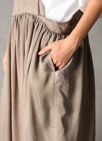 CUPRO FIBRIL TWILL SUSPENDER SKIRT