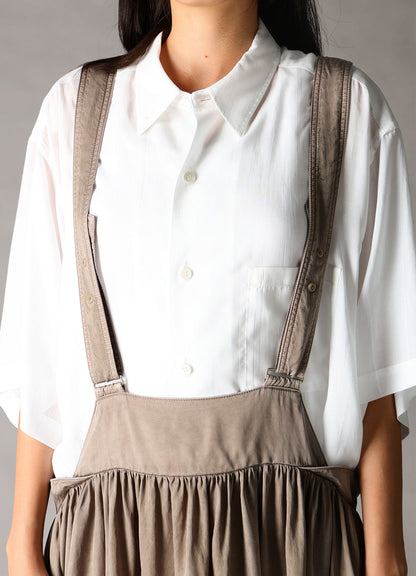 CUPRO FIBRIL TWILL SUSPENDER SKIRT